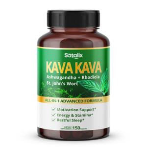 Sotalix Kava Kava Supplement with Ashwagandha Rhodiola St. John's Wort for Mood, Energy & Calming Support (150 Count (Pack of 1))