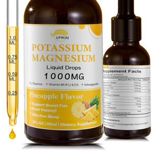 Potassium Magnesium Citrate Supplement,Magnesium Liquid Drops with Magnesium Glycinate 1000mg with Ashwagandha,Zinc,Support Clam & Support Immune Sys