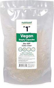 Nutricost Empty Capsules Size 1 Vegan - 500 Clear Empty Plant-Based Capsules - Kosher Certified, Halal Certified, Non-GMO, Soy Free, Gluten Free, Veg