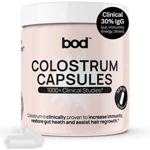 Bod Colostrum Capsules, Colostrum Supplement for Skin & Hair Growth Support, Immune Support, Gut Health, Muscle & Wellness, IgG 30% Pure Superfood Bo