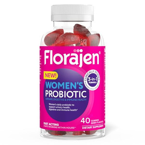 Florajen Women's Probiotic Gummies, Triple-Action Prebiotic + Probiotic + Cranberry for Digestive, Urinary, & Immune Support, Fast-Acting, Vegan & Gl