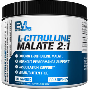 Evlution Nutrition L-Citrulline Malate 2:1-200mg L-Citrulline Malate - Workout Performance Support - Vasodilation Support - Dietary Supplement - Vega