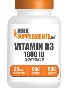 BulkSupplements.com Vitamin D3 1000IU Softgels - Cholecalciferol, D3 Supplement, Vitamin D 1000 IU - 1 Vitamin D3 Softgel (25mcg of Vitamin D) per Se