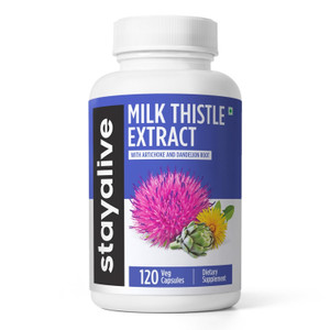 STAY ALIVE Milk Thistle Supplement with Dandelion Root and Artichoke Extract, 80% Silymarin Complex, 120 Pills, 100% Pure Artichoke Leaf Extract Powd