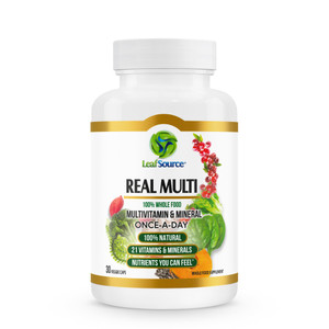LEAFSOURCE Real Multi, Multivitamin Whole Food Supplement - 21 Vitamins & Minerals Made from Real Food. Vegan, Plant-Based Nutrients Made from Real F