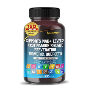 NAD+ Boosting Trans-Resveratrol Turmeric Quercetin Rosemary Bilberry Sage Green Tea Oregano Nettle Milk Thistle Black Pepper -150 Capsules