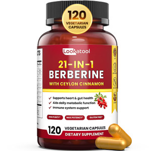Lookatool 21-in-1 Berberine Supplement with Ceylon Cinnamon - 5314 mg Organic Berberine HCL Phytosome, 5X Higher Absorption for Metabolism Support 12