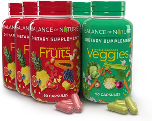 Balance of Nature Whole Food Supplement with Fruit and Vegetable Ingredients for Women, Men, and Kids - 90 Capsules, 3 Sets