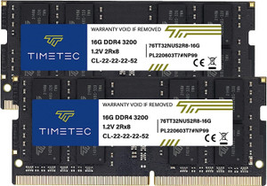 Timetec 32GB KIT(2x16GB) DDR4 3200MHz (or 2933MHz or 2666MHz) PC4-25600 Non-ECC Unbuffered 1.2V CL22 2Rx8 Dual Rank 260 Pin SODIMM Laptop Notebook PC