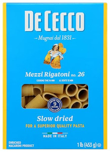 De Cecco Pasta Mezzi Rigatoni, 16 OZ
