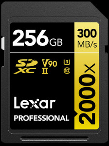 Lexar 256GB Professional 2000x SD Card, UHS-II, C10, U3, V90, Full HD, 8K, Up To 300MB/s Read SDXC Memory Card, for DSLR, Cinema-Quality Video Camera