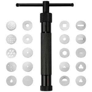 CZWESTC Stainless Steel Clay Extruder with 20 Pattern Discs, Handheld Sugar Paste Press for Fondant Cake Decorating, Polymer Clay Crafts and Ceramic