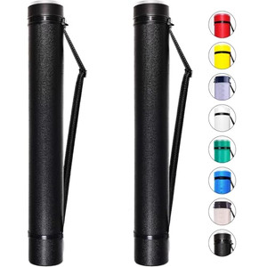 CALPALMY 2-Pack Extendable Poster Tubes Expand from 24.5 to 40 with Shoulder Strap | Carry Documents, Blueprints, Drawings and Art | Black Portable