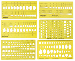 Traceease Jewelry Designing Template Drafting Tools Gemstone Multi,Size Jewellery Stencil- Pack of 6 Pieces