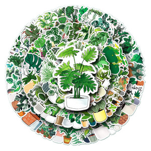 Green Plant Stickers 100 Pack - Waterproof Laptop & Phone Stickers, Skateboard & Scrapbook Decals - Botanical Designs for Teens & Adults