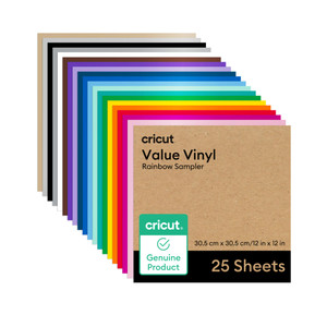 Cricut Value Permanent Vinyl, Rainbow Sampler 12in x 12in (25 ct)