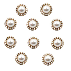 10pcs Round Pearl Buttons with Shank for Sewing Gold Button Crafts for Clothes Shirts Suits Coats Sweaters Wedding Dress Clothing Decorations (Pearl,