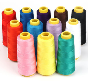 ilauke 12 x 1800 Yards Serger Thread Cones, All Purpose Polyester Thread Assorted Colors, Overlock Sewing Thread Spools for Sewing Machine Quilting O