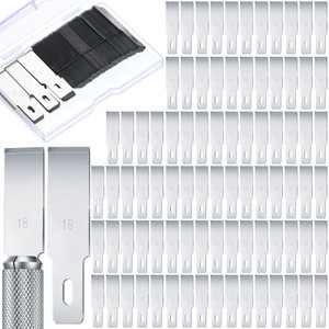 Hobby 100 Pieces Knife Blades #18 Chisel Wood Chisel Blade Precision Knife, 1/2 Inch Carbon Steel Heavy Duty Craft Knives for Chiseling, Shaving or C