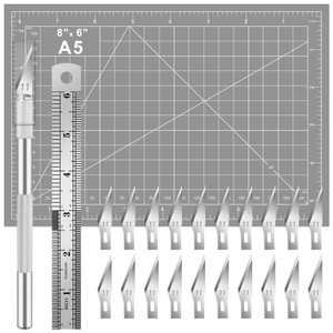 DIYSELF 23 Pack Scrapbooking Tools, Exacto Knife Craft Knife Precision Carving Hobby Knife Kit, 20 Spare Art Knife Blades for Art, Scrapbooking, Sten