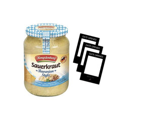 Hengstenberg Sauerkraut Bavarian 24oz jar, Including 3 Date Opened Stickers-Mark The Date Jar Was Unsealed