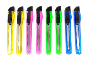 8/pk Retractable Razor Cutter Box opener Knife Assorted Color