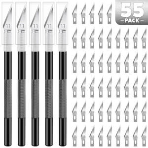 TIFICAL 55 PCS Exacto Knife Set, 5 Piece Craft Knife and 50 Additional SK5 Blades, Hobby Knife for Miniatures, Professional Exacto Knife for Crafting