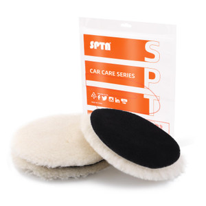 SPTA Wool Buffing Polishing Pads, 3Pcs 6 Inch (150mm) Wool Cutting Pad, Wool Compounding Pad, Buffing and Polishing Pads for 6 Inch Car Polisher Comp