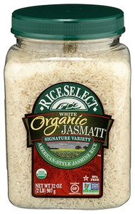 RiceSelect Jasmati Organic Rice, Long-Grain Organic Jasmine Rice, Premium Gluten-Free Rice, Non-GMO, 32-Ounce Jar