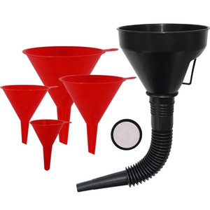 Plastic Oil Funnels for Automotive Use Set of 5, Large Flexible Fuel Funnel with Long Hose for Gas Transfer, Gasoline Funnels for Cars Boat Canning a