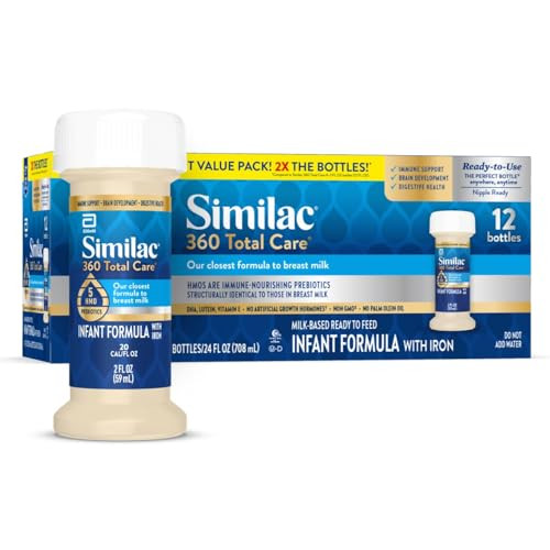 Similac 360 Total Care Infant Formula, Has 5 HMO Prebiotics, Our Closest Prebiotic Blend to Breast Milk, Non-GMO, Baby Formula, Ready to Feed, 2-fl-