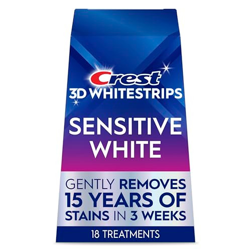 Crest 3D Whitestrips Sensitive White  Teeth Whitening Kit, 18 Treatments, Each with 1 Upper/1Lower, 36 Strips  Crest 3DWhite Teeth Whitening Strips