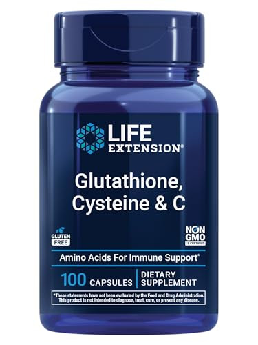 Life Extension Glutathione, Cysteine & C, 500 mg of Vitamin C, Powerful antioxidant Supplement to Support Liver Health, Gluten-Free, Non-GMO, 100 Cap