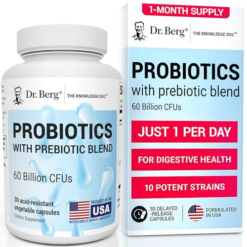 Dr. Berg Probiotic Supplement (60 Billion CFUs) - Helps Ease Occasional Constipation, Diarrhea, Gas & Bloating* - Pre and Probiotics for Digestive He