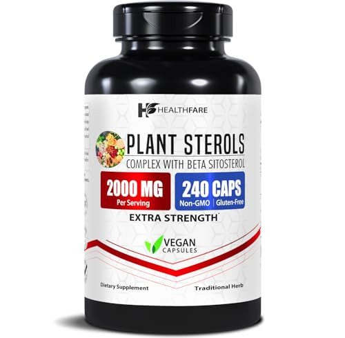 Healthfare Plant Sterols Capsules 2000mg | 240 Vegan Capsules | Beta Sitosterol & Phytosterol Complex | Plant-Based Supplement | Non-GMO & Gluten-Fre