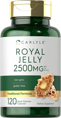 Carlyle Royal Jelly Capsule | 2500mg | 120 Count | Non-GMO and Gluten Free Formula | Traditional Supplement