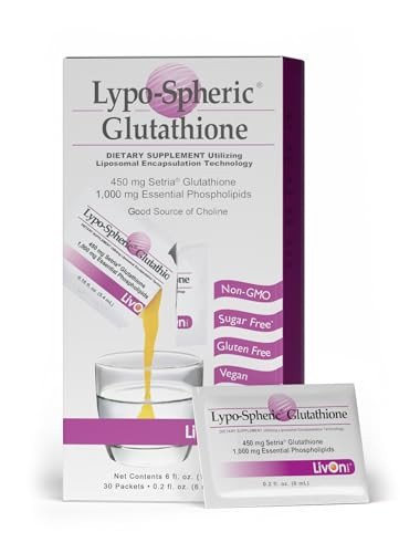 LivOn Laboratories Lypo-Spheric Glutathione - 30 Packets  450 mg Glutathione Per Packet  Liposome Encapsulated for Maximum Bioavailability  Profes