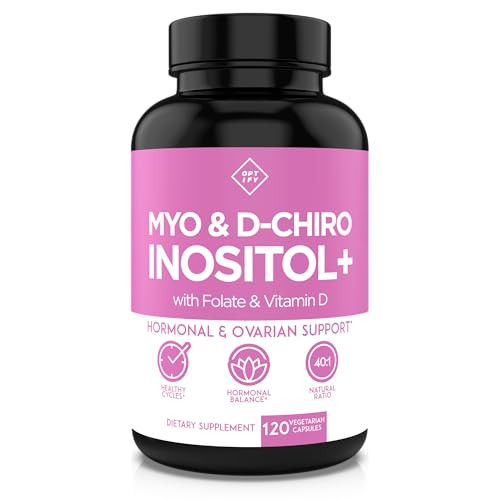 Optify Myo-Inositol & D-Chiro Inositol Supplement for Women  40:1 Ratio Plus Folate and Vitamin D  Support Healthy Hormonal Balance, Regular Cycles
