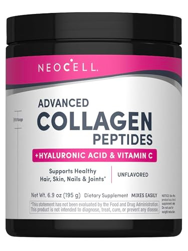 NeoCell Collagen Peptides Powder | 6.9 oz | Unflavored Supplement | with Vitamin C and Hyaluronic Acid | Advanced Formula | Hair, Skin, & Nails | for