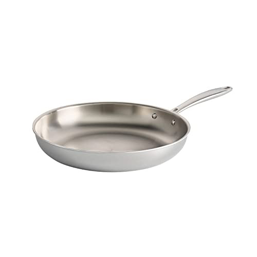 Tramontina Signature Tri-Ply Clad Stainless Steel 12-Inch Large Frying Pan, Induction-Ready Skillet, Dishwasher-Safe, NSF-Certified, Made in Brazil