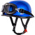 Yesmotor Helmet Half Shell German Motorcycle Helmet with Cycling Glasses - DOT Approved (Medium, Blue & Black Goggles)