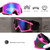 LJDJ Motorcycle Goggles Dirt Bike ATV Off-Road Riding Motocross Glasses with Sun UV Protection Neck Gaiter Face Cover (Pink/Colorful Lens)