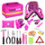 THINKWORK Car Emergency Kit for Teen Girl and Lady's Gifts, Pink Emergency Roadside Assistance kit with Pink Car Tool Set, 10FT Jumper, First Aid Kit