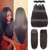 Subella Brazilian Straight Hair 3 Bundles with Closure Grade 10A Unprocessed Brazilian Virgin Human Hair Bundles with Closure Natural Black Color (22