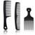 Patelai 3 Pieces Hair Pick Comb Wide-tooth Afro Comb for Men Detangling Styling Set, Carbon Fiber Pick Barber Brush Tool for Beard, Long, Thick, Curl