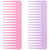 Wide Tooth and Large Detangling Comb Set for Long, Curly, Wet Hair - No Handle Styling, Shampoo & Detangling Combs (2 Pieces - Pink, Purple)