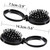 Boao 2 Pack Foldable Travel Mirror Hair Brushes Round Portable Folding Pocket Hair Brush Mini Comb Compact Travel Size Massage Comb for Men Women(Bla