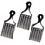 Luxxii (3 Pack) 7" Black Afro Pick Lift Hair Comb Detangle Wig Braid Hair Man Styling Comb (Black)