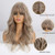 Esmee Long Wavy Brown Blonde Ash Gray Wigs for Women with Fringe Natural Synthetic Hair Wig for Daily & Party Use