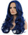 Kaneles Blue Wigs for Women Long Curly Wavy Soft Heat Resistant Synthetic Fiber Party Cosplay Accessories Wigs(Blue)